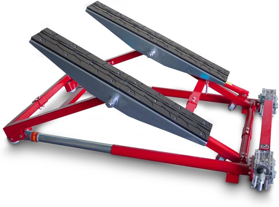 Bituxx Kipphebebühne Mobile Werkstatt Hebebühne Wagenheber Kurzhub PKW Lift bis 2000 kg 2T Rot