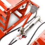 BITUXX 2 Stück hydraulik 2,7T Auto PKW KFZ Auffahrrampen Set mit Wagenheber hydraulisch Höhenverstellbar Wartungsrampe Hebebühne Rampe Auffahrrampe Auffahrbock Rot