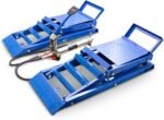 BITUXX® 2 Stück hydraulik 2,7T Auto PKW KFZ Auffahrrampen Set mit Wagenheber hydraulisch Höhenverstellbar Wartungsrampe Hebebühne Rampe Auffahrrampe Auffahrbock Blau