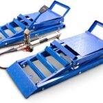 BITUXX® 2 Stück hydraulik 2,7T Auto PKW KFZ Auffahrrampen Set mit Wagenheber hydraulisch Höhenverstellbar Wartungsrampe Hebebühne Rampe Auffahrrampe Auffahrbock Blau