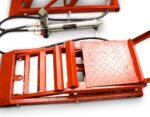 BITUXX 2 Stück hydraulik 2,7T Auto PKW KFZ Auffahrrampen Set mit Wagenheber hydraulisch Höhenverstellbar Wartungsrampe Hebebühne Rampe Auffahrrampe Auffahrbock Rot