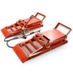 BITUXX 2 Stück hydraulik 2,7T Auto PKW KFZ Auffahrrampen Set mit Wagenheber hydraulisch Höhenverstellbar Wartungsrampe Hebebühne Rampe Auffahrrampe Auffahrbock Rot