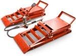 BITUXX 2 Stück hydraulik 2,7T Auto PKW KFZ Auffahrrampen Set mit Wagenheber hydraulisch Höhenverstellbar Wartungsrampe Hebebühne Rampe Auffahrrampe Auffahrbock Rot