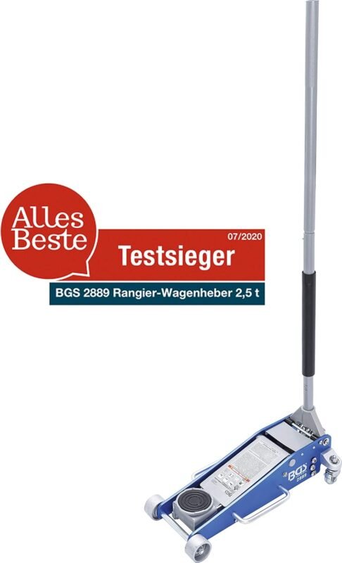 BGS 2889 | Rangier-Wagenheber | 2,5 t | hydraulisch | Hubhöhe 100-460 mm | Aluminium-Stahl-Konstruktion | Hydraulik mit Doppelhubkolben