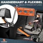HAMMERHART - Hydraulischer Wagenheber 3T | TÜV geprüfter Rangierwagenheber mit 75-505mm Hubhöhe | Premium Wagenheber flach mit 360° Rollen & Doppelkolben | Jack [Testsieger] mit Gummiauflage & T-Griff