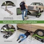 TRUTZHOLM Auffahrrampe hydraulisch höhenverstellbar Tragkraft 1360 kg Breite je Hebeplattform 34 cm doppelte Hebebühne Wagenheber Car Lift Scherenheber Montagerampe KFZ Rampe Auffahrbock schwarz/grün