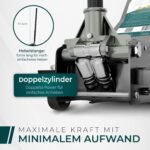 CargoVA Wagenheber 3T hydraulisch | Flacher Wagenheber mit 75-505mm Hubhöhe | Profi-Toolkit inkl. Kniematte & 2X Gummiauflagen | Ideal für SUV & tiefergelegte Autos | Rangierwagenheber Reifenwechsel