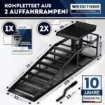 hydraulische Auffahrrampe PKW - [2er Set] Auffahrrampen mit Sicherheits-/ Überdruckventil [