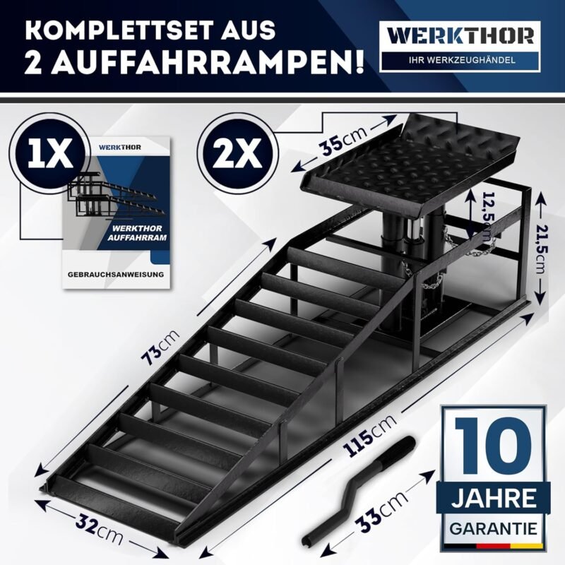 hydraulische Auffahrrampe PKW - [2er Set] Auffahrrampen mit Sicherheits-/ Überdruckventil [