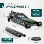 CargoVA Wagenheber Hydraulisch 3T - TÜV Zertifiziert 75-505 mm Hubhöhe, Wagenheber SUV inkl Gummiauflage, Profi Rangierwagenheber Hydraulischer perfekt für die Heimwerkstatt