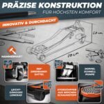 HAMMERHART - Hydraulischer Wagenheber 3T | TÜV geprüfter Rangierwagenheber mit 75-505mm Hubhöhe | Premium Wagenheber flach mit 360° Rollen & Doppelkolben | Jack [Testsieger] mit Gummiauflage & T-Griff